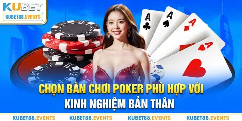 Chọn bàn chơi Poker phù hợp với kinh nghiệm bản thân